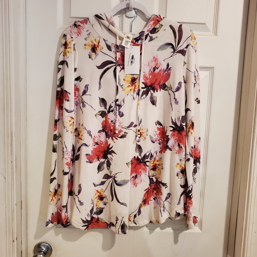Sew In Love soft flower long sleeve Hooded shirt with thumb hole